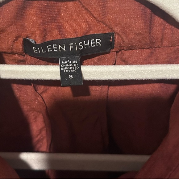 Eileen Fisher Rust Orange Crinkle Jacket tuck away Hood Size S Nylon Blend - Picture 2 of 6
